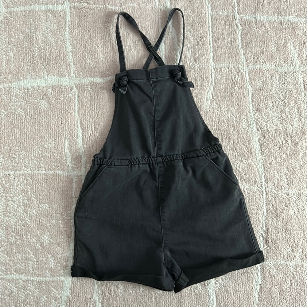 Black Stretch Denim Shortalls